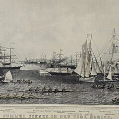 Currier & Ives Colored Print, “Summer Scenes in New York Harbor”