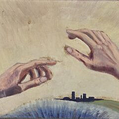 Grace Tuttle Oil on Artist Board City Scape, 20th century