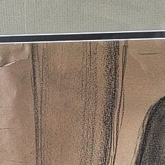 Vintage Nude Charcoal Pastel Drawing