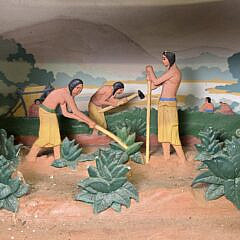 Vintage Figural Cultivating Tobacco Native American Diorama, 20th century