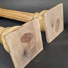 Pair of Antique/Vintage Reeded Wood Candlestick Torcheres, 20th century