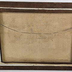 Vintage American Folk Art Oil on Canvas, “Pioneer Homestead”, Painting