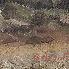 Vintage Oil on Artist Board Cliffside Seascape Painting, 20th century