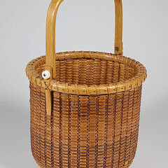 Jean M. Valerio Woven Deep Round Sing Handle Nantucket Basket, circa 1985