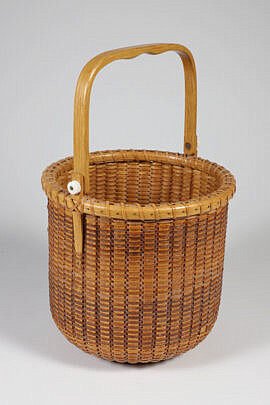 Jean M. Valerio Woven Deep Round Sing Handle Nantucket Basket, circa 1985