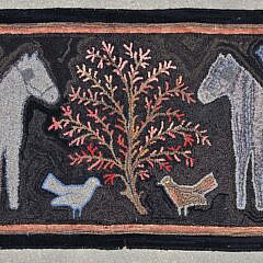 Vintage Folk Art Hooked Rug