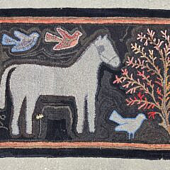 Vintage Folk Art Hooked Rug