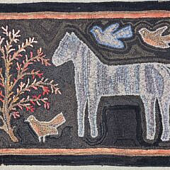 Vintage Folk Art Hooked Rug