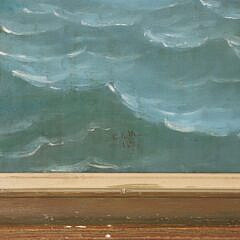 American Maritime Oil on Canvas “Steam Vessel Under Sail with Approaching Fog Bank”, 19th Century