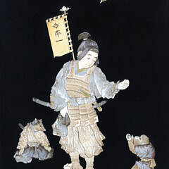 Signed Chinese Red Cinnabar and Mother of Pearl Screen, 19th Century