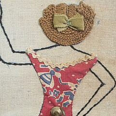 Vintage Figural Embroidery Hanging Key Hook