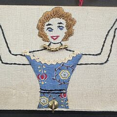 Vintage Figural Embroidery Hanging Key Hook