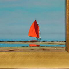 Robert Stark Jr.  Oil on Canvas “Red Sail in Polpis Harbor”