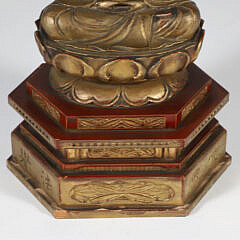 Edo Period Gold Lacquer Wooden Buddha in Glass Case