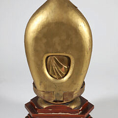 Edo Period Gold Lacquer Wooden Buddha in Glass Case