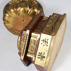 Edo Period Gold Lacquer Wooden Buddha in Glass Case