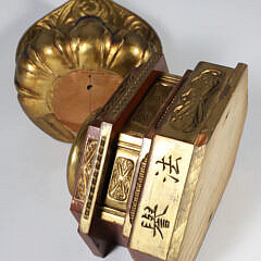 Edo Period Gold Lacquer Wooden Buddha in Glass Case