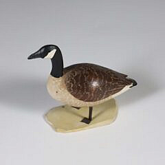 Miniature Hand Carved and Painted Goose Decoy Signed F.J.A.