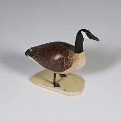 Miniature Hand Carved and Painted Goose Decoy Signed F.J.A.