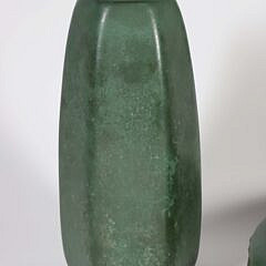 Group of Four Pieces of Green Glazed Arts and Crafts Pottery