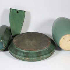Group of Four Pieces of Green Glazed Arts and Crafts Pottery