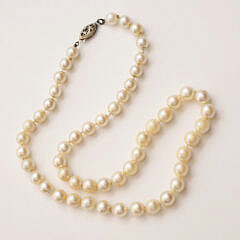 7mm Fresh Water Pearl Necklace, 10k Gold Clasp