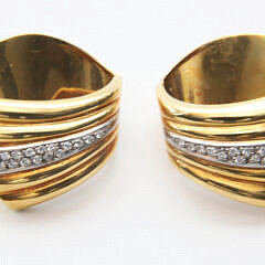 Pair of 18K Gold and Diamond Earrings, set with 40 small diamonds 10.65g