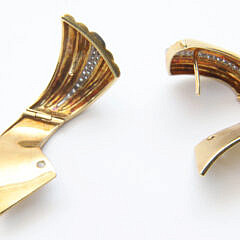 Pair of 18K Gold and Diamond Earrings