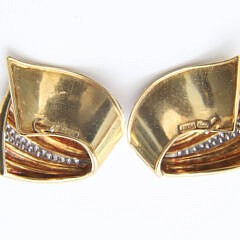 Pair of 18K Gold and Diamond Earrings