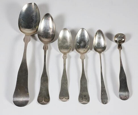 Six American Coin Silver Spoons