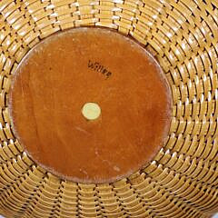 Paul Willer Round Double Swing Handle Nantucket Basket With Cobalt Glass Liner