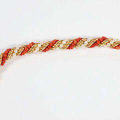 Italian Gold, Pearl, and Coral Rope Bracelet, Marked K 18