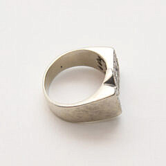 14k White Gold and Diamond  “MD” Ring, Set with 23 Small Diamonds