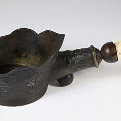 Chinese Bronze, Wood and Antique Ivory Budha Press Iron, 19th Century
