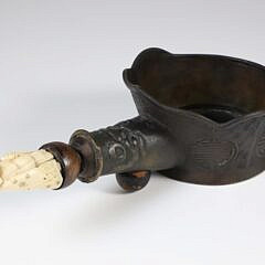 Chinese Bronze, Wood and Antique Ivory Budha Press Iron, 19th Century