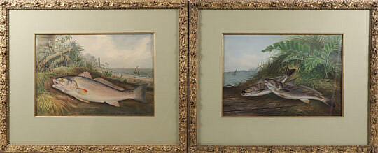 Pair of Samuel A. Kilbourne (1836-1881) Chromolithographs "Portrait of Fish"