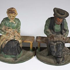 Pair of Antique Shaker Cast Iron and Polychrome Bookends 