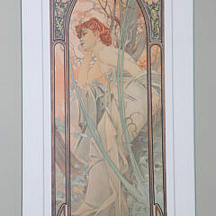 Group of Three Alphonse Mucha Style Art Nouveau Prints
