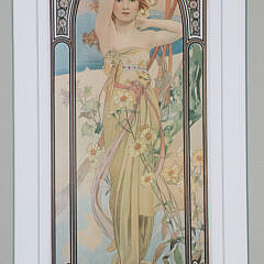 Group of Three Alphonse Mucha Style Art Nouveau Prints