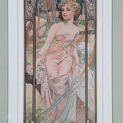 Group of Three Alphonse Mucha Style Art Nouveau Prints