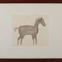 Folk Art Watercolor on Paper "Pony"