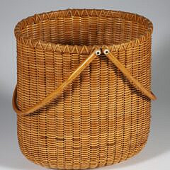 Paul Willer Early Deep Double Swing Handle Nantucket Basket, Circa 1975, signed and dated Willer 