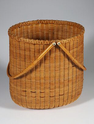 Paul Willer Early Deep Double Swing Handle Nantucket Basket, Circa 1975, signed and dated Willer 