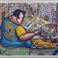 Red Grooms (New York/ Tennessee B. 1937) Limited Edition Lithograph "Bowler" #74/125