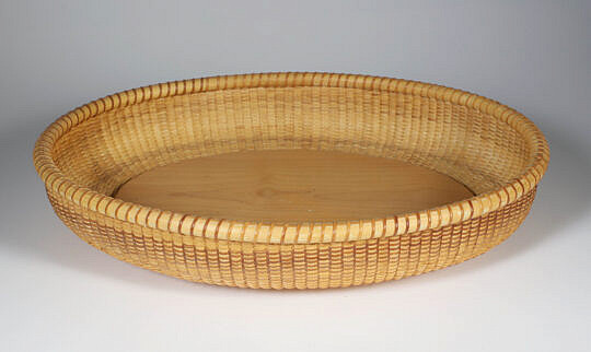 Signed Oval Nantucket Shallow Basket Tray Signed on Bottom