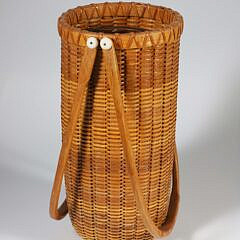 Paul Willer (1930-2025) Deep Double Swing Handle Nantucket Basket With Glass Liner 