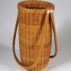 Paul Willer Deep Double Swing Handle Nantucket Basket With Glass Liner