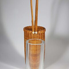Paul Willer Deep Double Swing Handle Nantucket Basket With Glass Liner