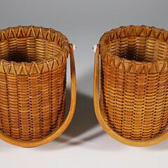 Pair of Paul Willer Round Swing Handle Nantucket Baskets
