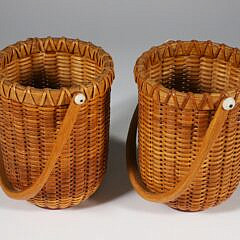 Pair of Paul Willer Round Swing Handle Nantucket Baskets